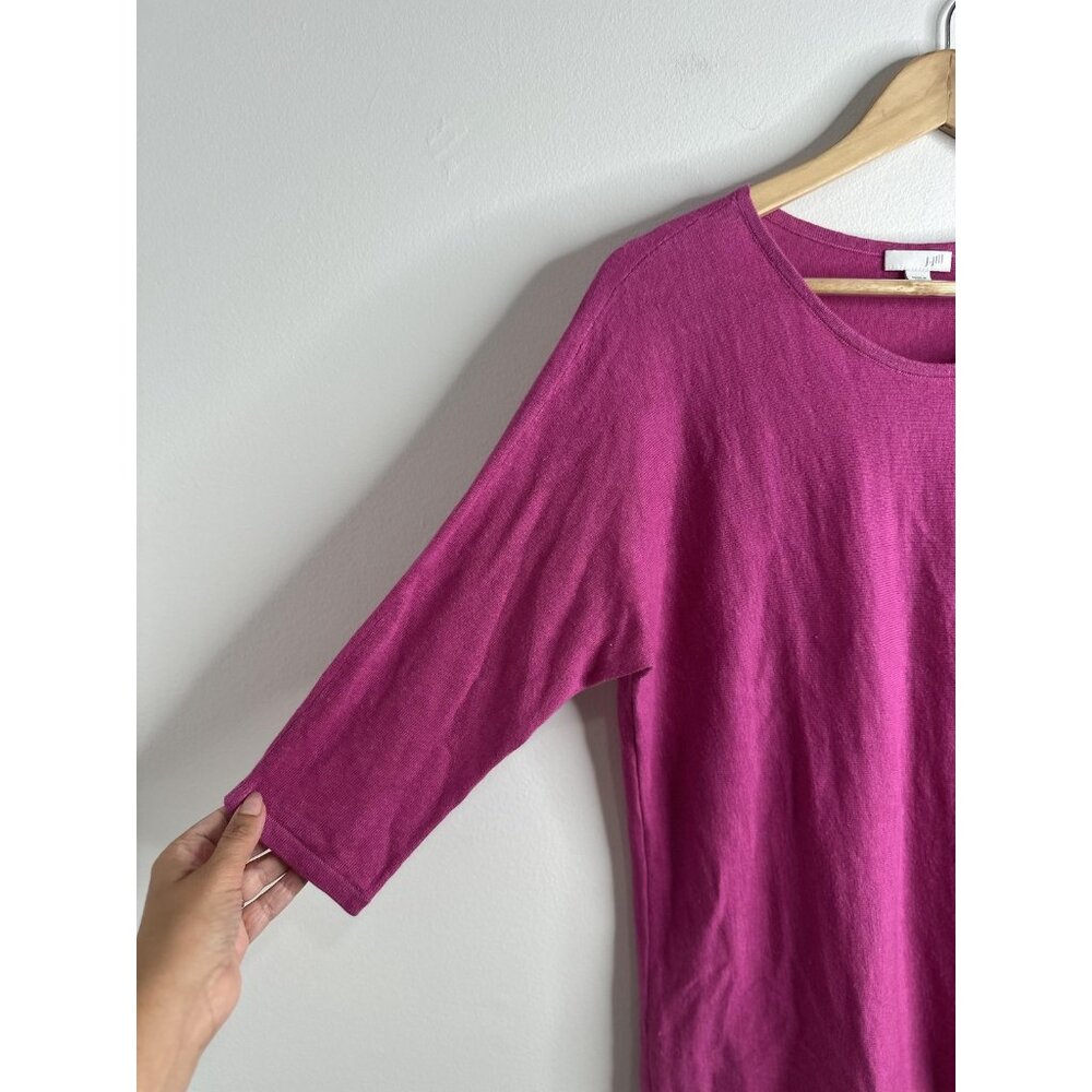 J Jill Sweater Blouse Womens XS Linen Blend 3/4 Sleeve Tie Hem Pullover Top - Picture 3 of 9